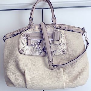 Coach off-white python mixture handbag